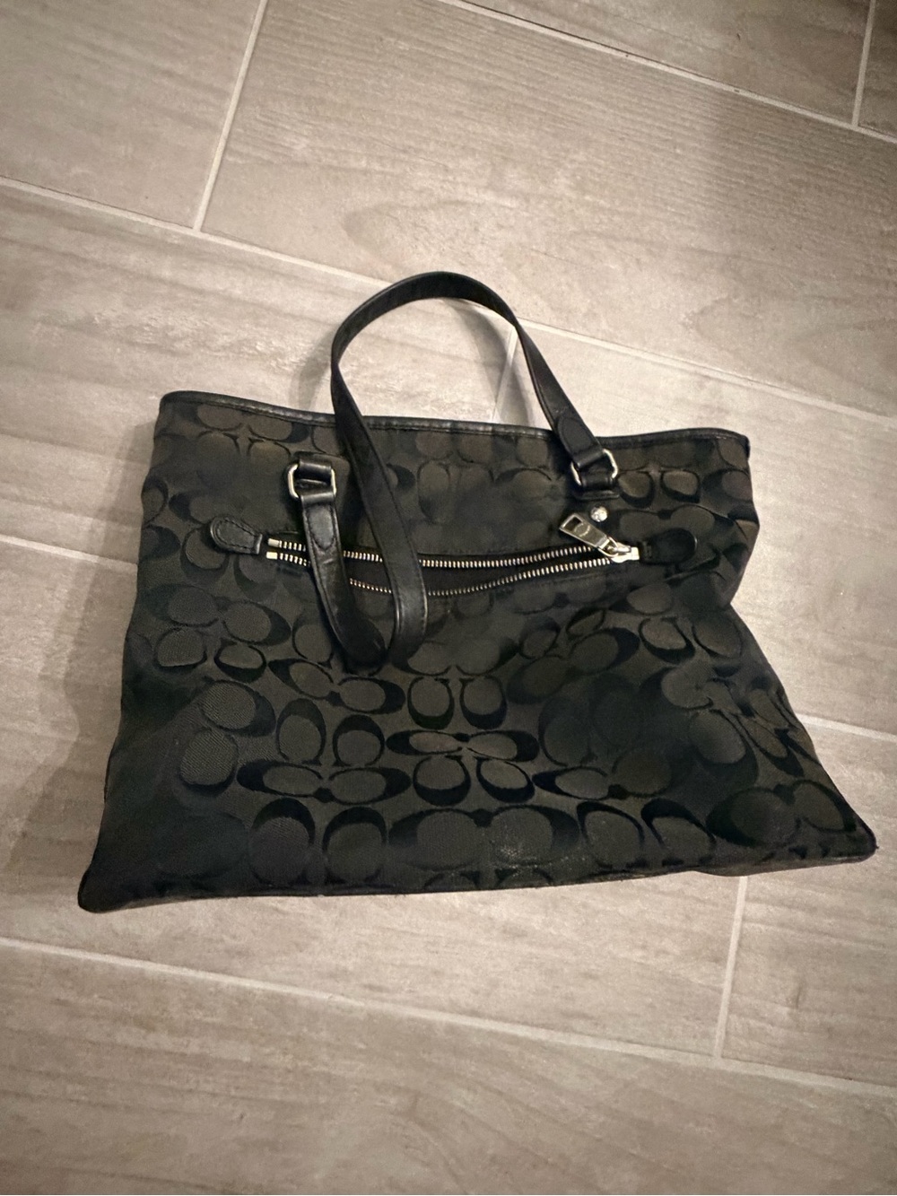 Coach Black Signature Patterned Tote - Picture 5 of 6